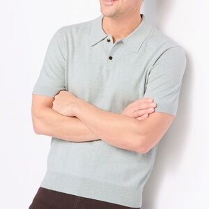 HAWKER RYE Heathered Men’s Short Sleeve Sweater Polo Taupe NWT Size L